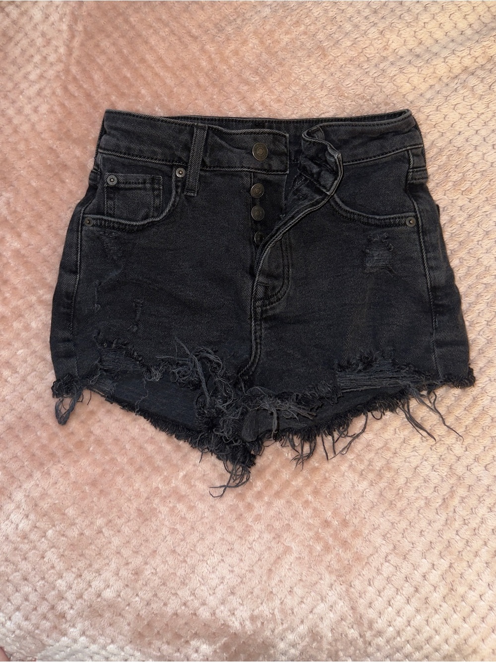 Forever 21 High-Rise Distressed Black Denim Shorts